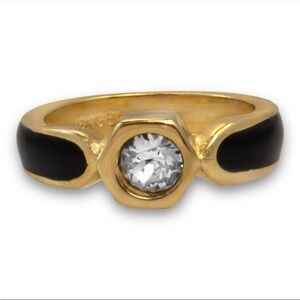 18k GP black enamel and Australian crystal. Size 9